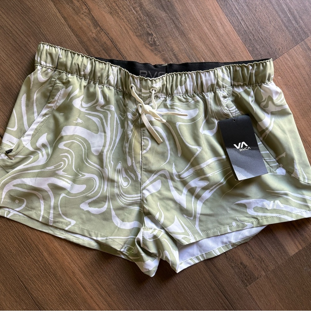 RVCA Yogger Shorts Holographic Pool Light Sage NWT